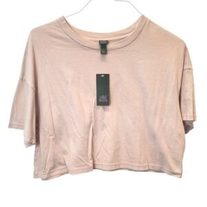 Wild Fable Pink Boxy Crop Top Cotton Short Sleeve Tee XXL Sappan Bark Pink NWT